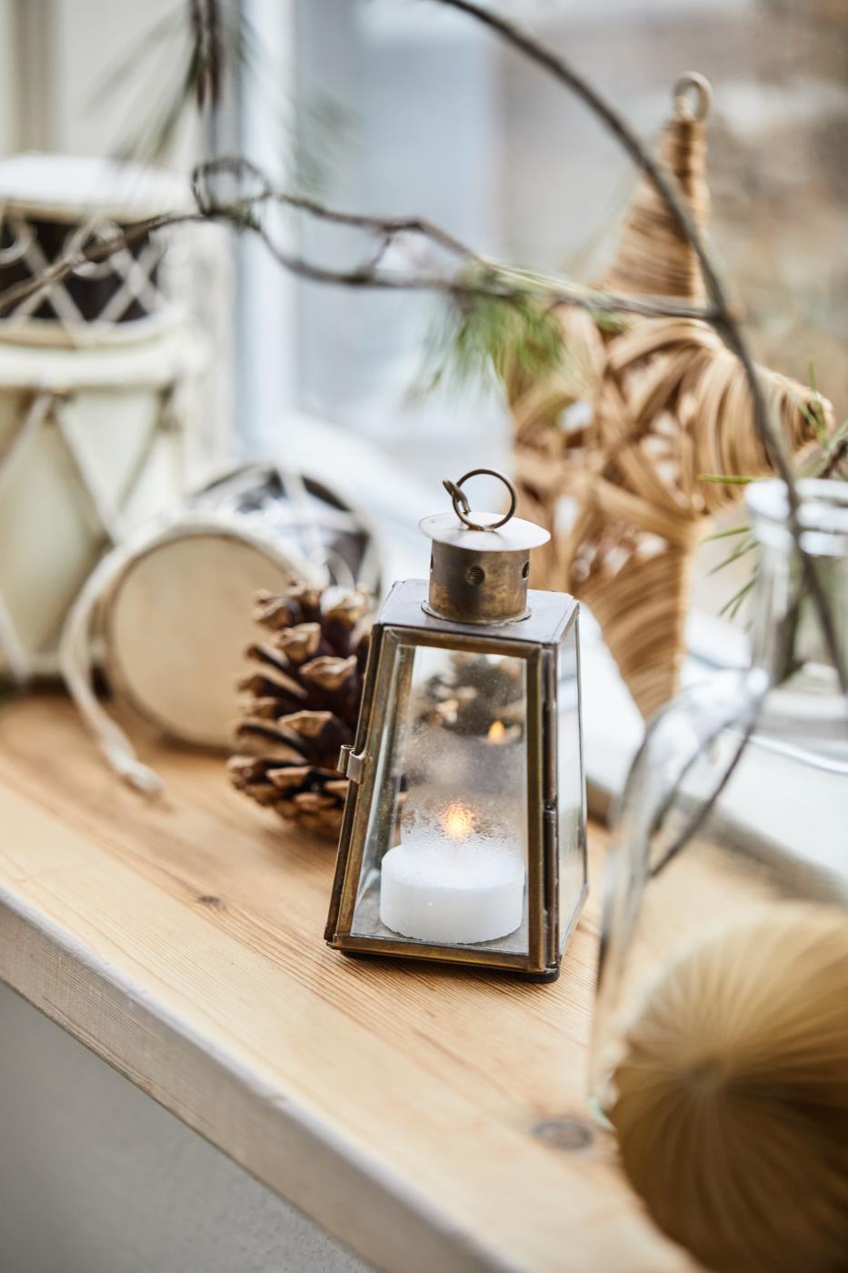 Ib Laursen pieni lyhty antiikkimessinki 6 x 12,5 x 6 cm