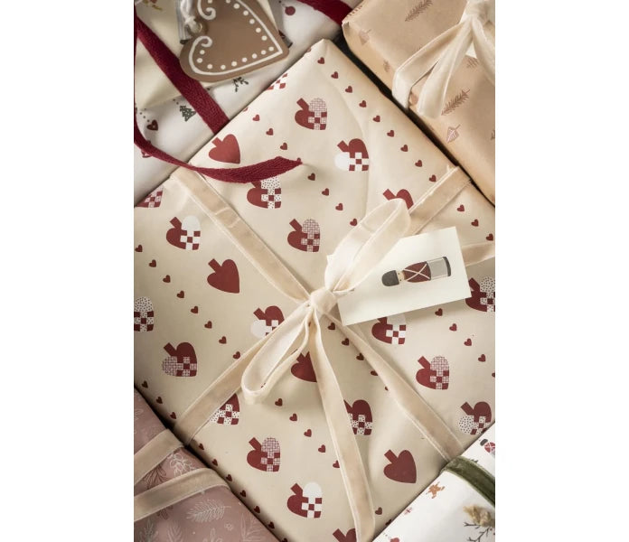 Ib Laursen lahjapaperi kuviollinen Braided Hearts 5m
