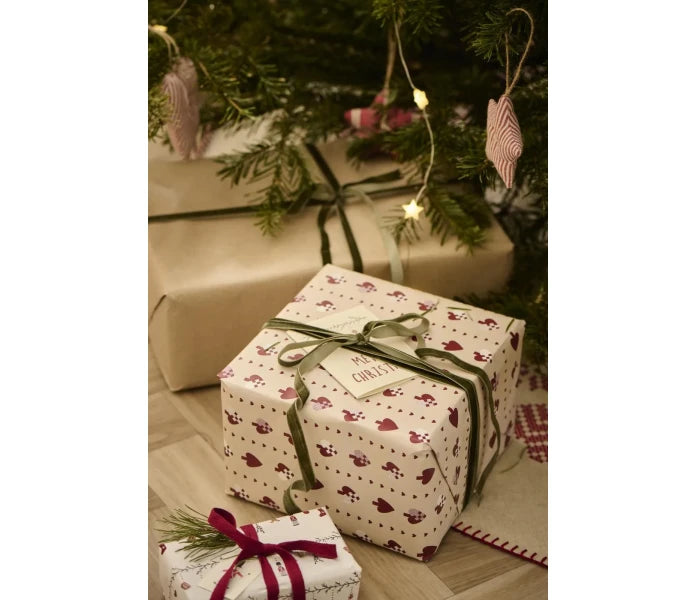 Ib Laursen lahjapaperi kuviollinen Braided Hearts 5m