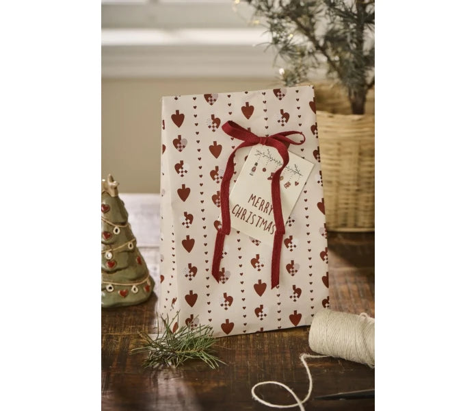 Ib Laursen lahjapussi Braided Hearts 18 × 28,5 × 10 cm