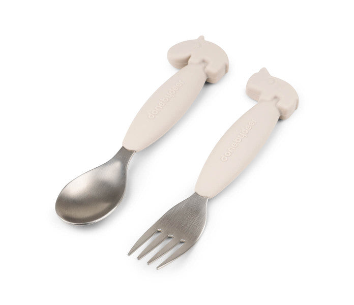 Done by Deer Easy-grip lusikka & haarukka hiekka