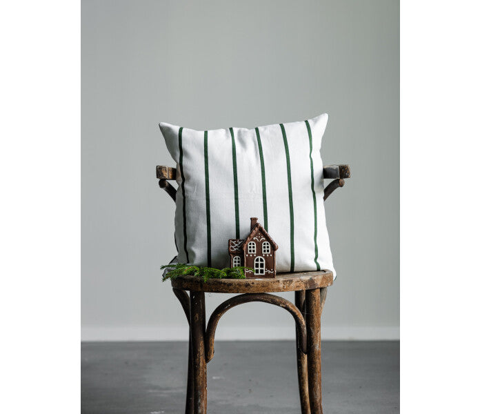 Storefactory Karlstorp raidallinen tyynynpäällinen valkoinen / vihreä 48 × 48 cm