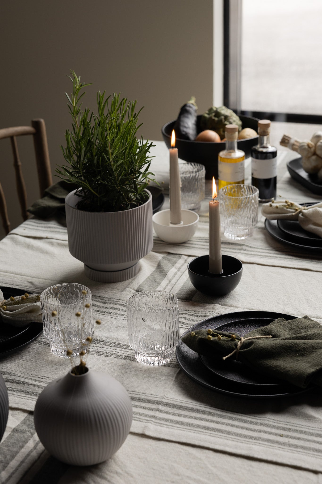 Storefactory Karlevi raidallinen kaitaliina vihreä 35 x 120 cm