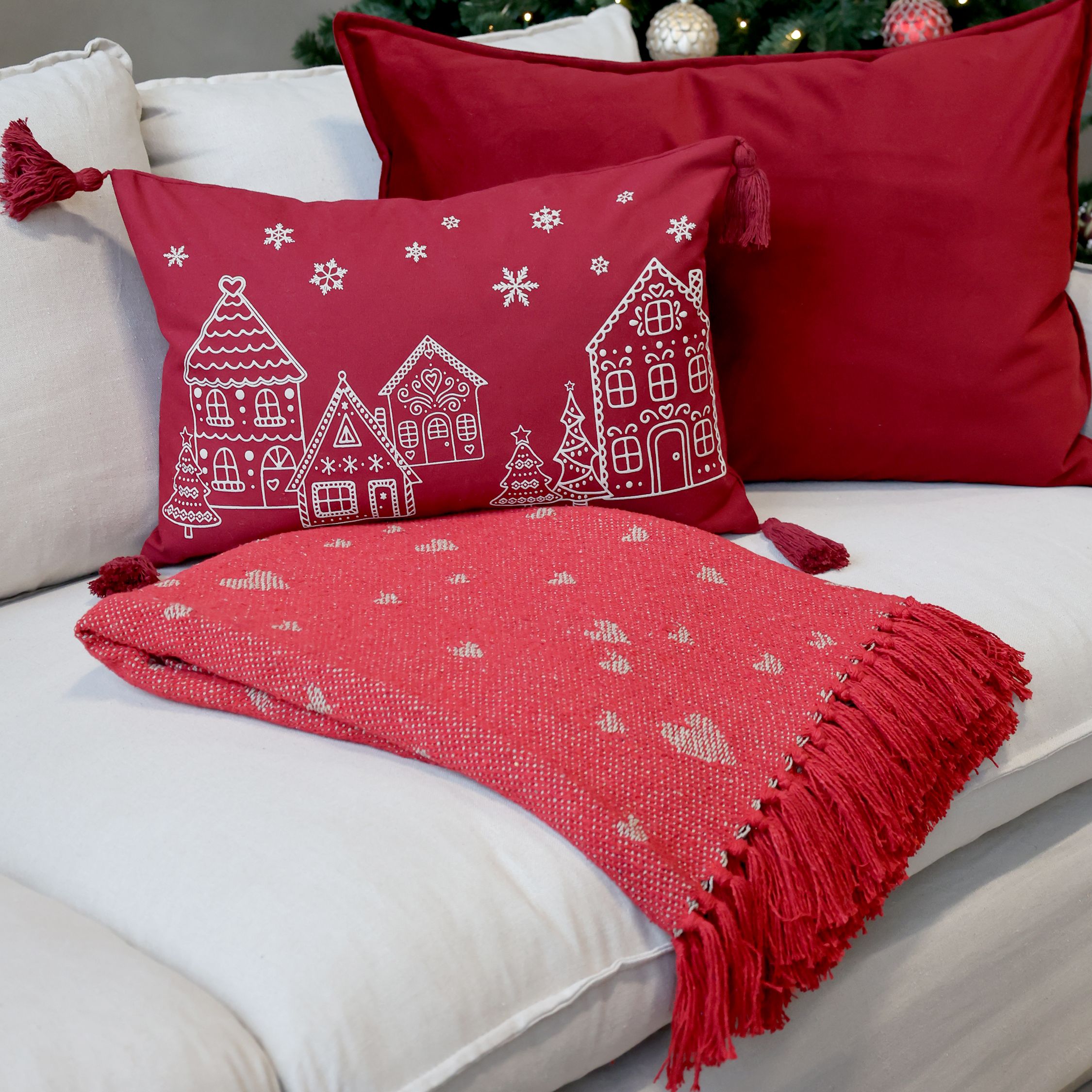 Chic Antique puuvillapeitto punainen 130 x 150 cm