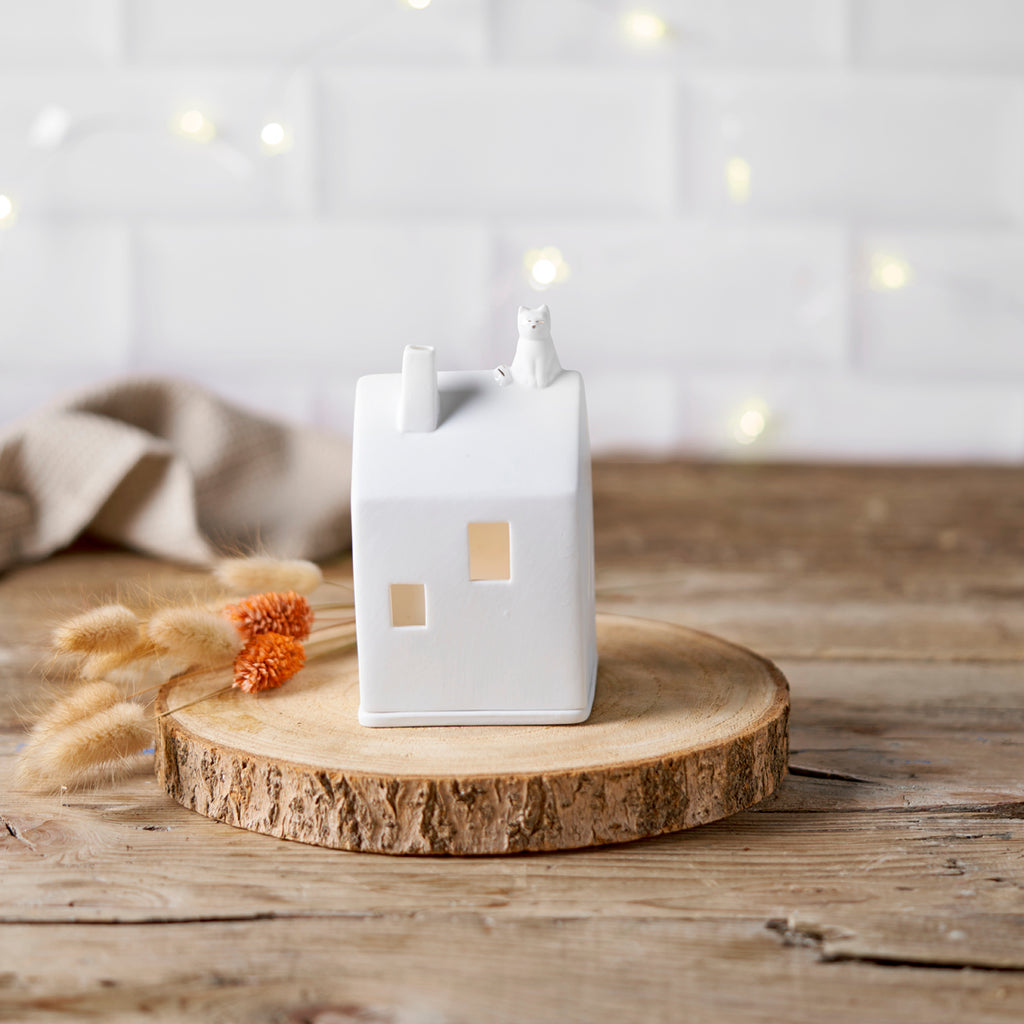 Räder talolyhty valkoinen kissakoristeella 13 cm