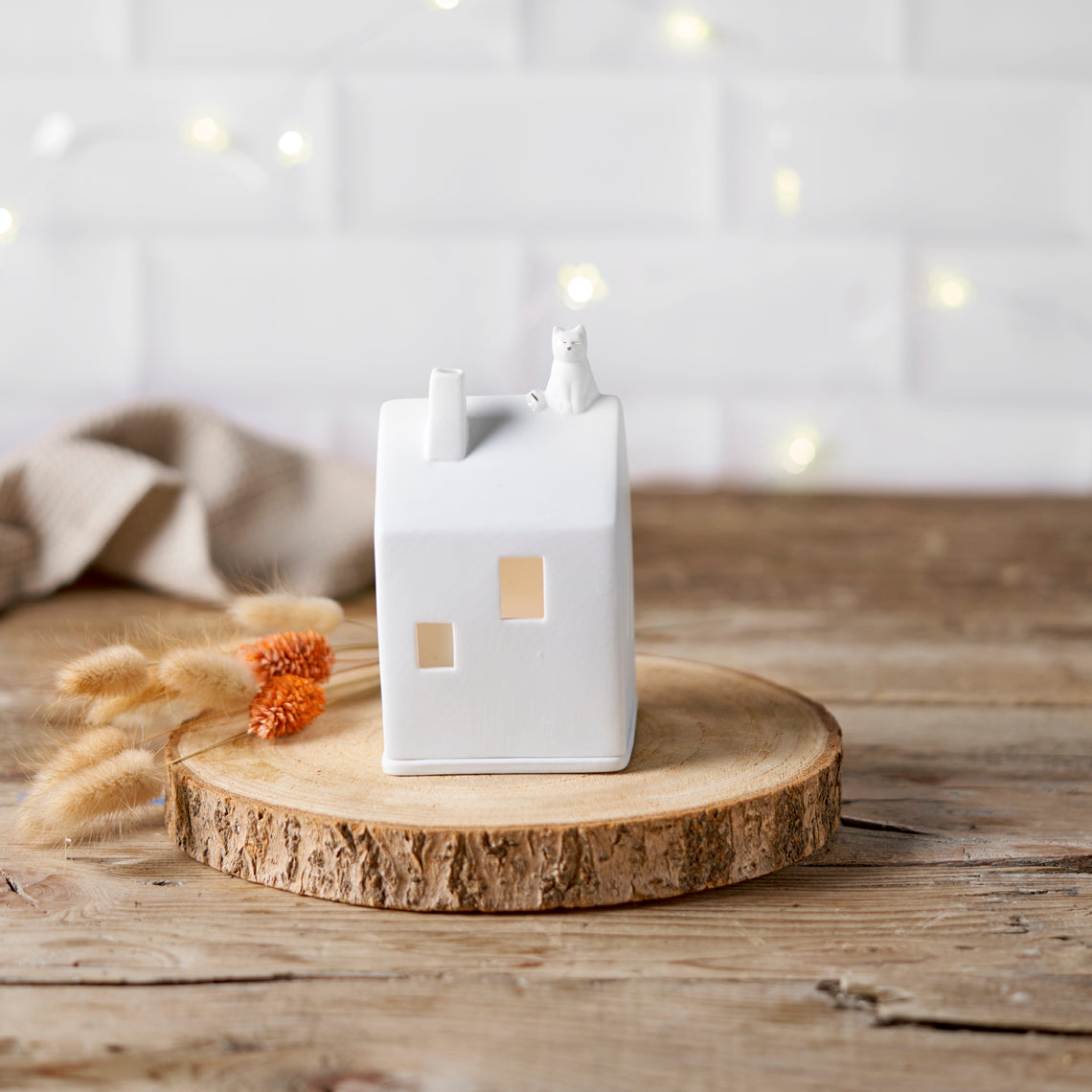 Räder talolyhty valkoinen kissakoristeella 13 cm