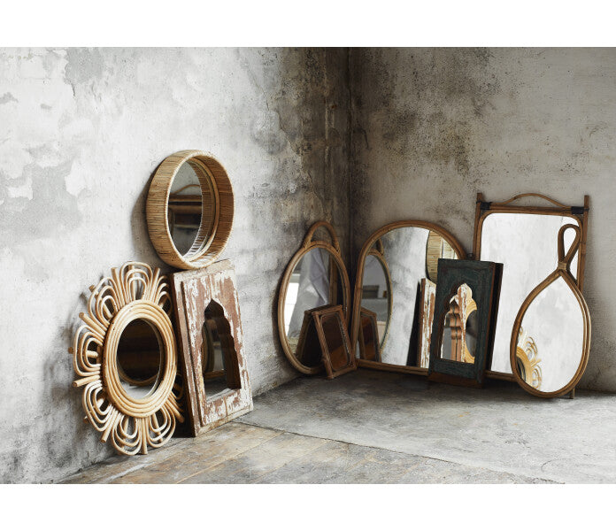 Madam Stoltz pyöreä peili rottinki 45cm