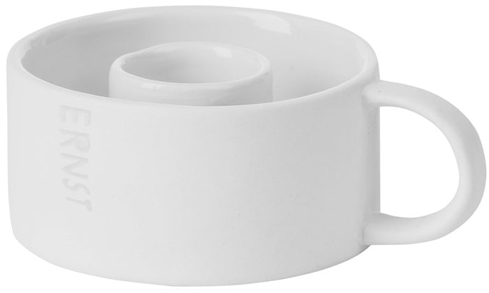 ERNST kynttilänjalka kahvalla valkoinen 3,5 x 7 cm