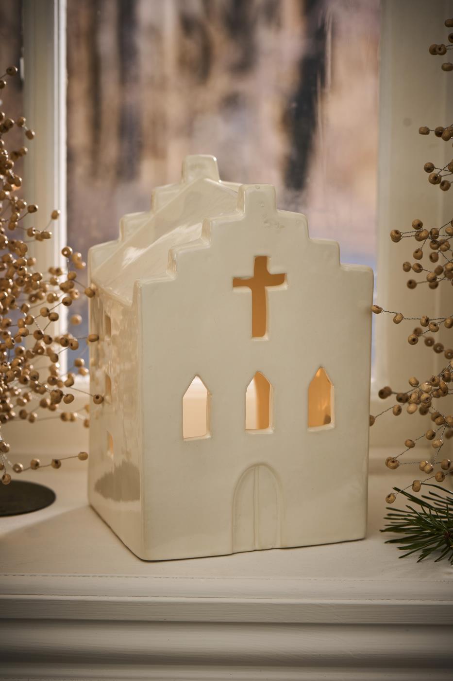 Ib Laursen kirkko talolyhty valkoinen 11 x 19 x 12 cm