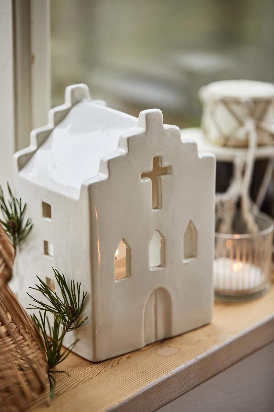 Ib Laursen kirkko talolyhty valkoinen 11 x 19 x 12 cm