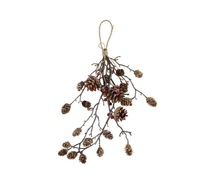 Chic Antique ripustettava oksakimppu kävyillä 42 cm