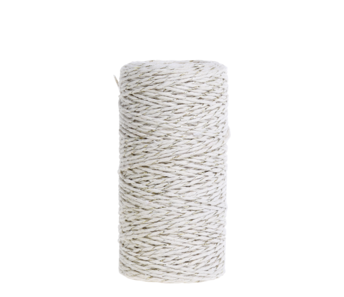 Chic Antique valkoinen puuvillanaru kultakoristeella 10m