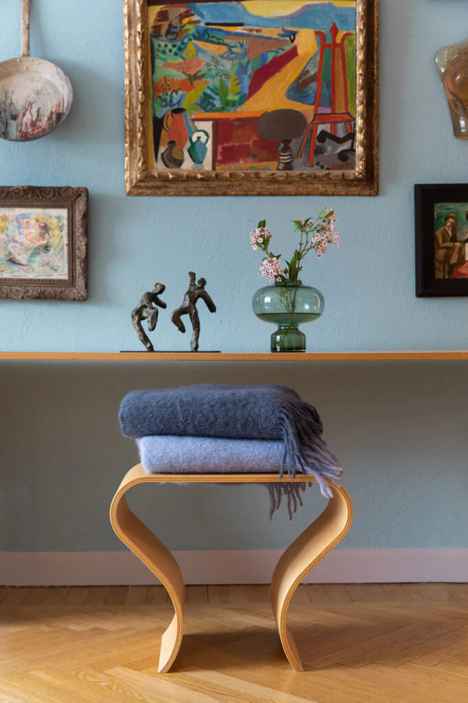 Stackelbergs mohairpeitto 130 x 170 cm - Denim Sky & Blue Melange