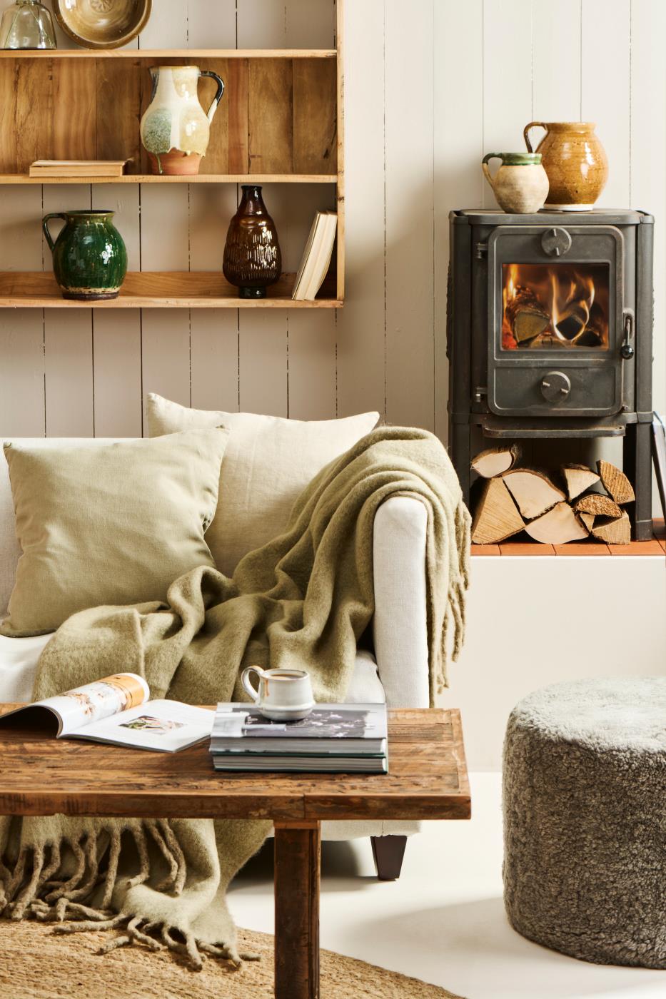 Ib Laursen torkkupeitto villasekoitetta vihreä 130 x 170 cm