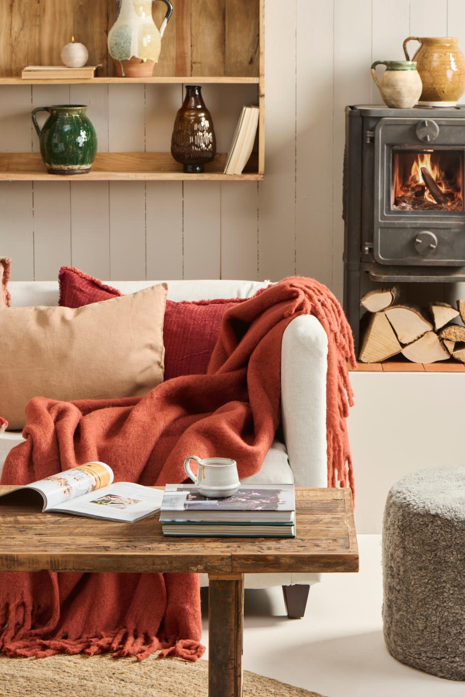 Ib Laursen torkkupeitto villasekoitetta ruoste 130 x 170 cm