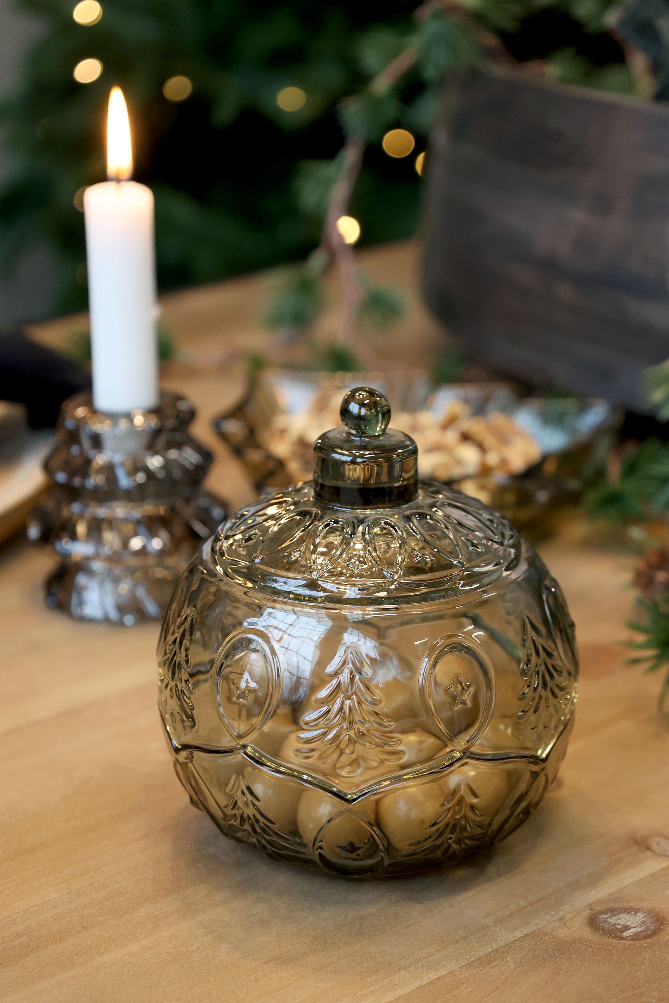 Chic Antique joulupallo lasinen rasia vihreä