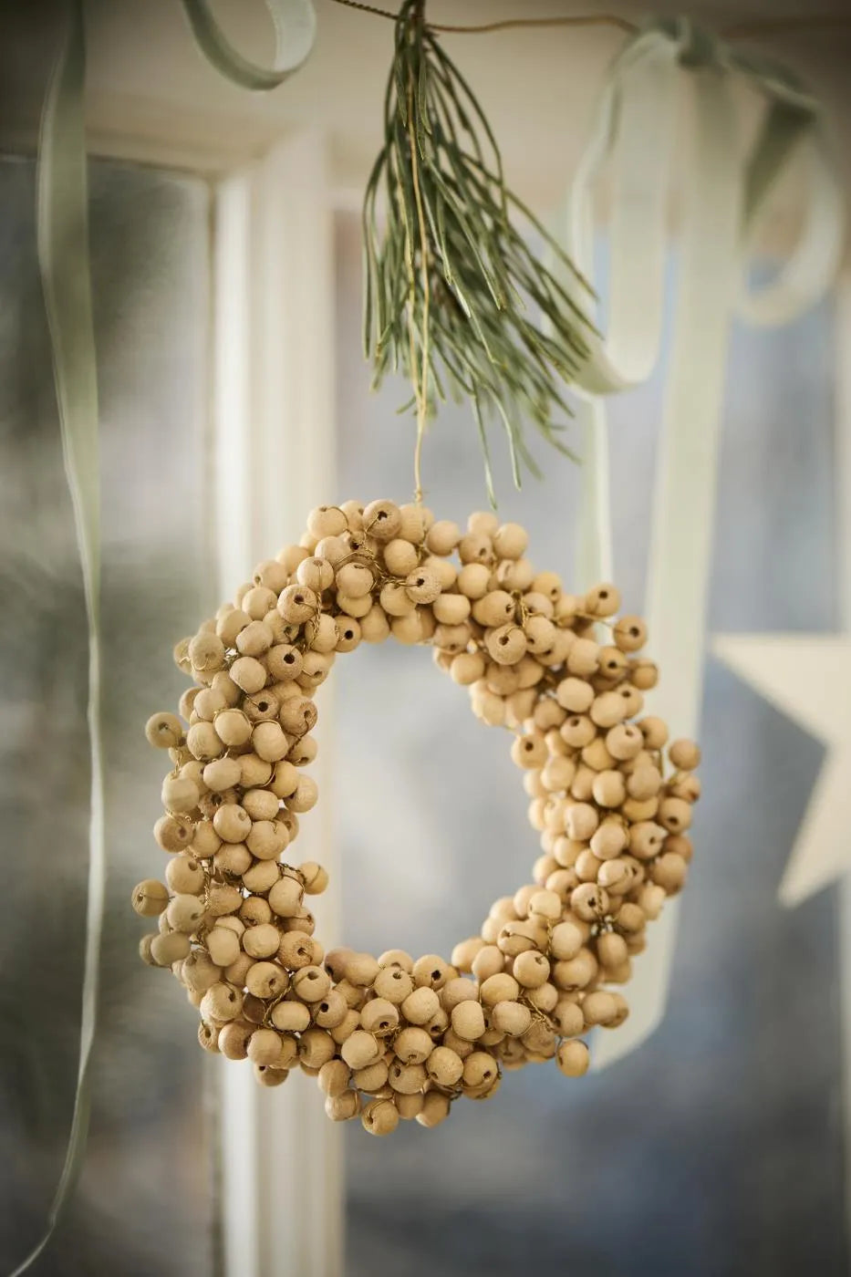 Ib Laursen helmikoristeinen kynttilämansetti / pieni kranssi 10 cm