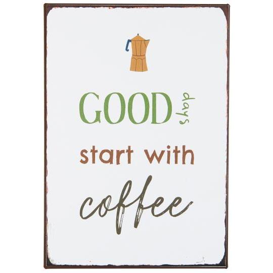 Ib Laursen metallikyltti - Good days start with coffee
