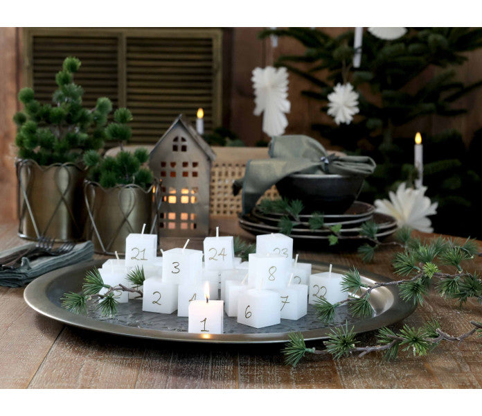 Chic Antique kynttilät numerot 1-24 valkoinen 24 kpl