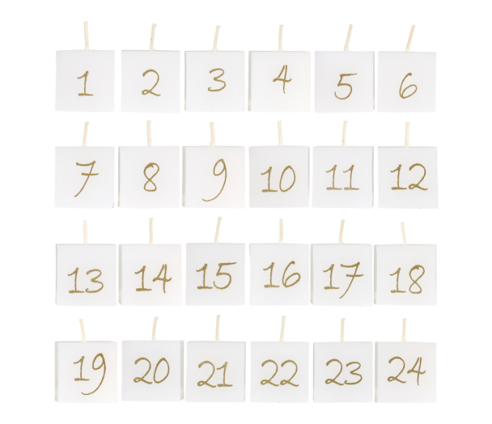 Chic Antique kynttilät numerot 1-24 valkoinen 24 kpl