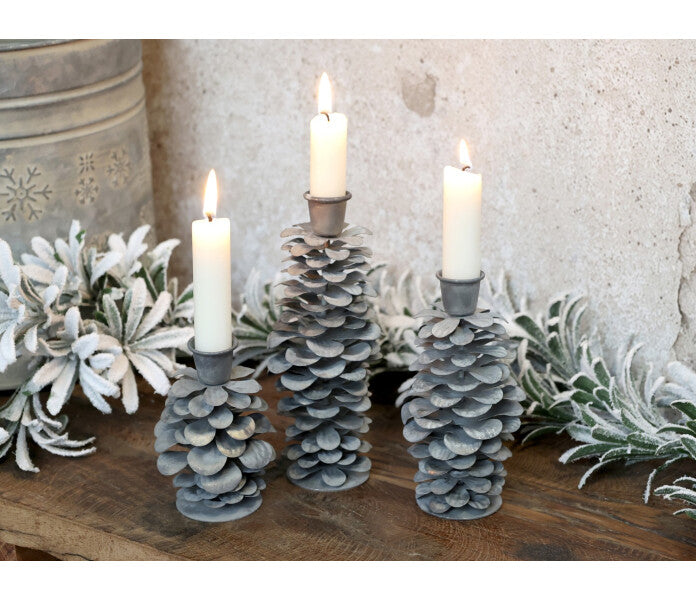 Chic Antique käpy kynttilänjalka harmaa 18 cm