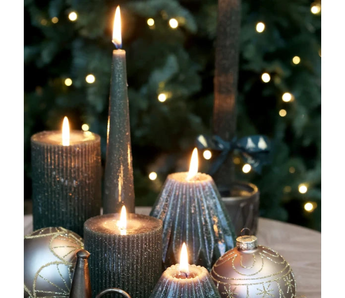 Chic Antique pilarikynttilä vihreä glitter 25 cm