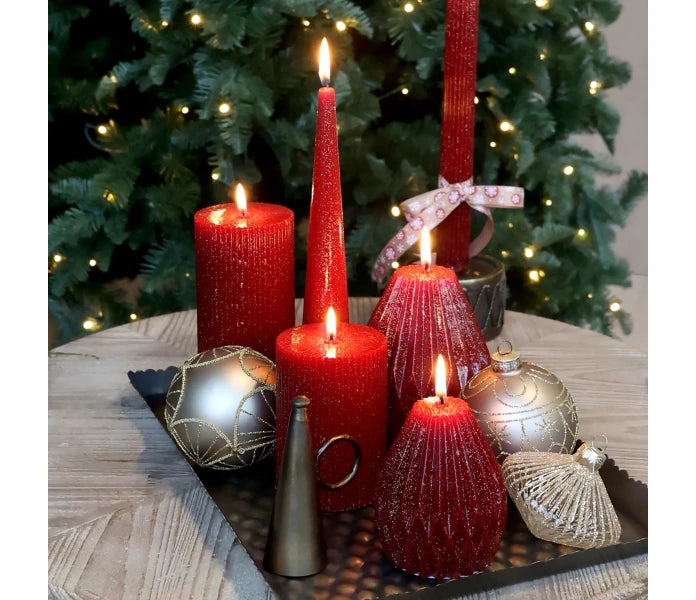 Chic Antique pilarikynttilä tummanpunainen glitter 25 cm