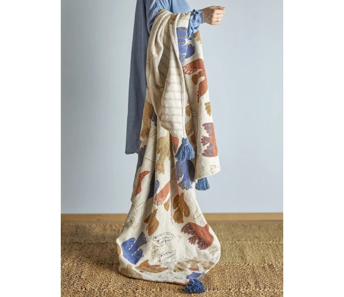 Bloomingville kuviollinen torkkupeitto 130 x 160 cm