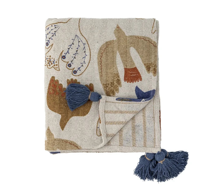 Bloomingville kuviollinen torkkupeitto 130 x 160 cm