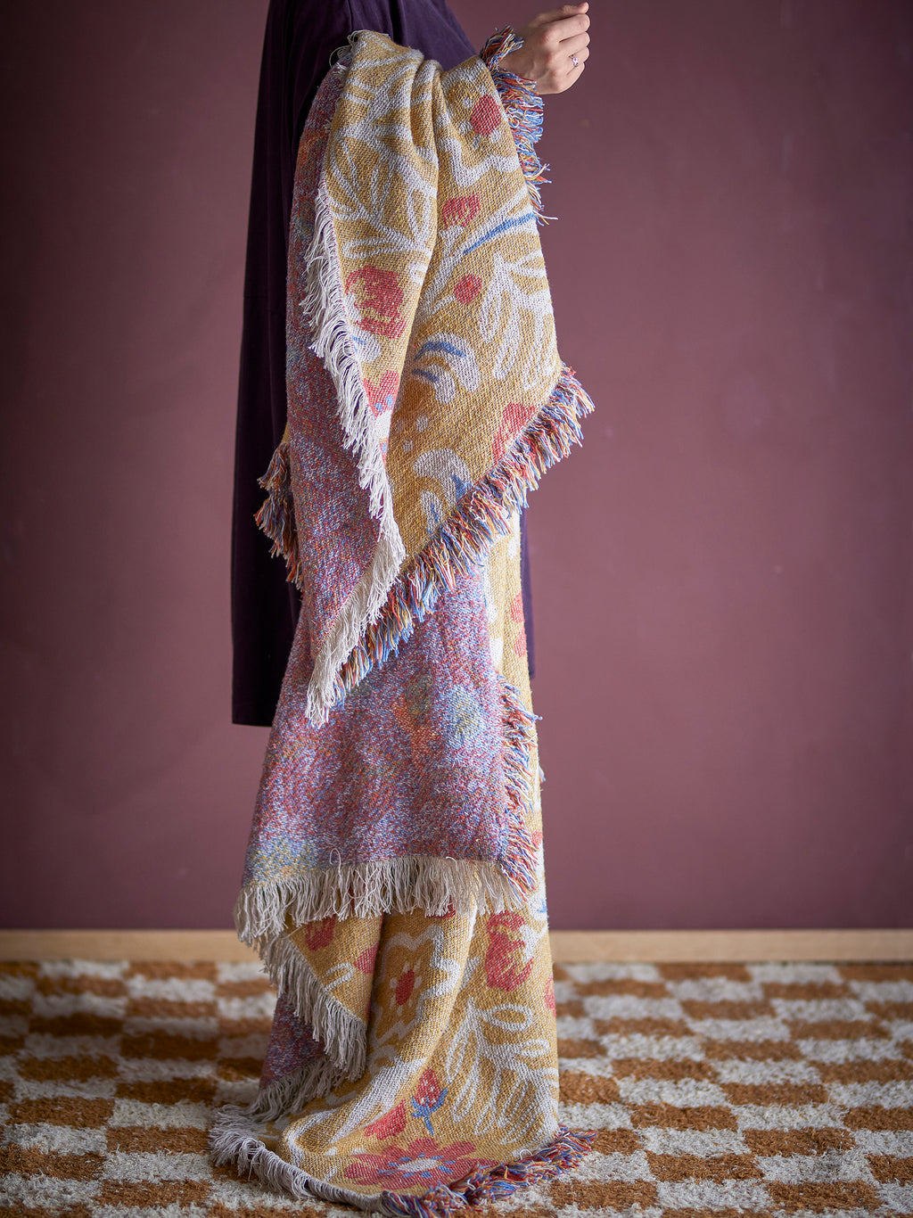 Bloomingville Reims torkkupeitto keltainen 130 x 170 cm