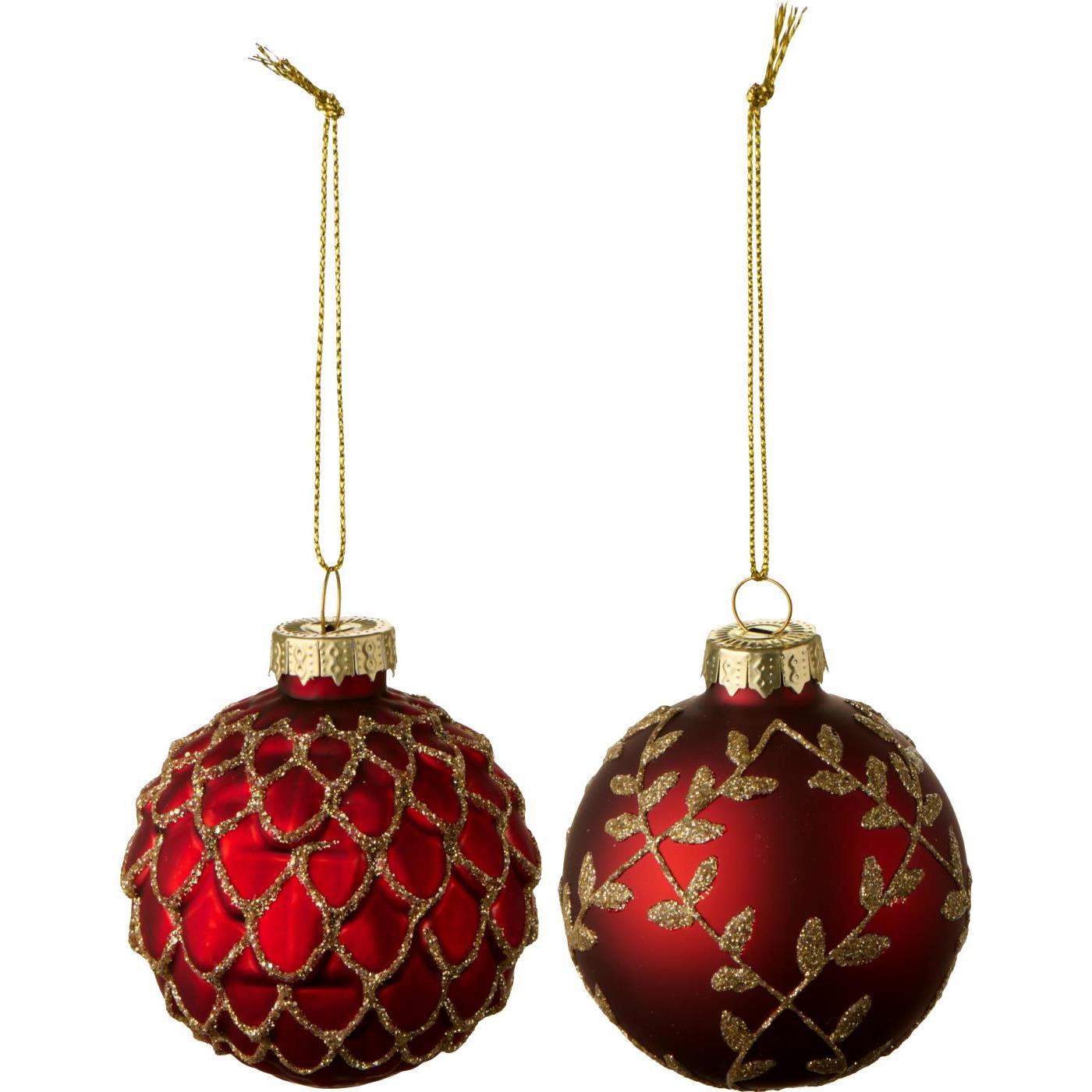 Ib Laursen joulupallo punainen glitter käpy 6cm