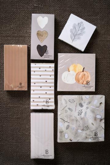 Ib Laursen raidalliset servetit beige 10 x 20 cm 16 kpl