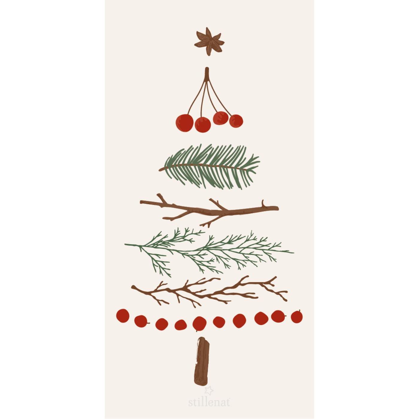 Ib Laursen servetti 10 x 20 cm 16 kpl  - Christmas Tree