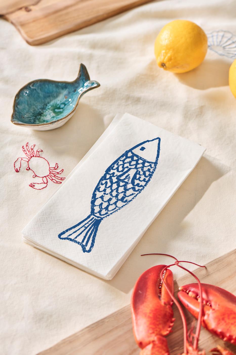 Ib Laursen servetti 10 x 20 cm 16 kpl  - Fish