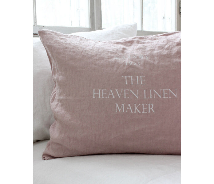 Käinby Heaven Linen tyynyliina logolla roosa 50x60cm