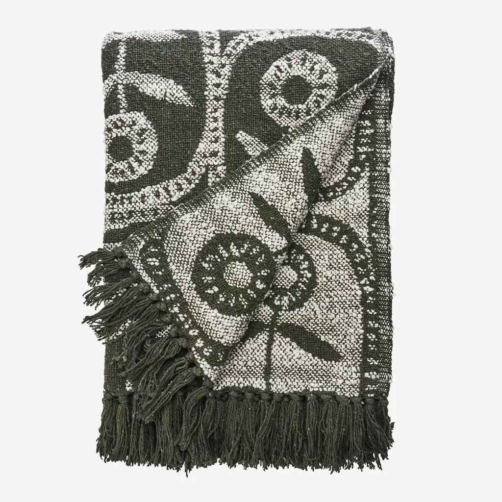 Madam Stoltz käännettävä torkkupeitto vihreä 125 x 175 cm