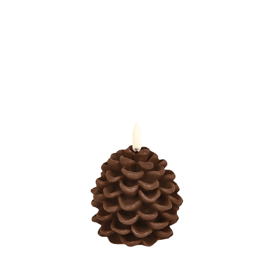 Uyuni käpy LED-kynttilä 7 x 7 cm - Brown