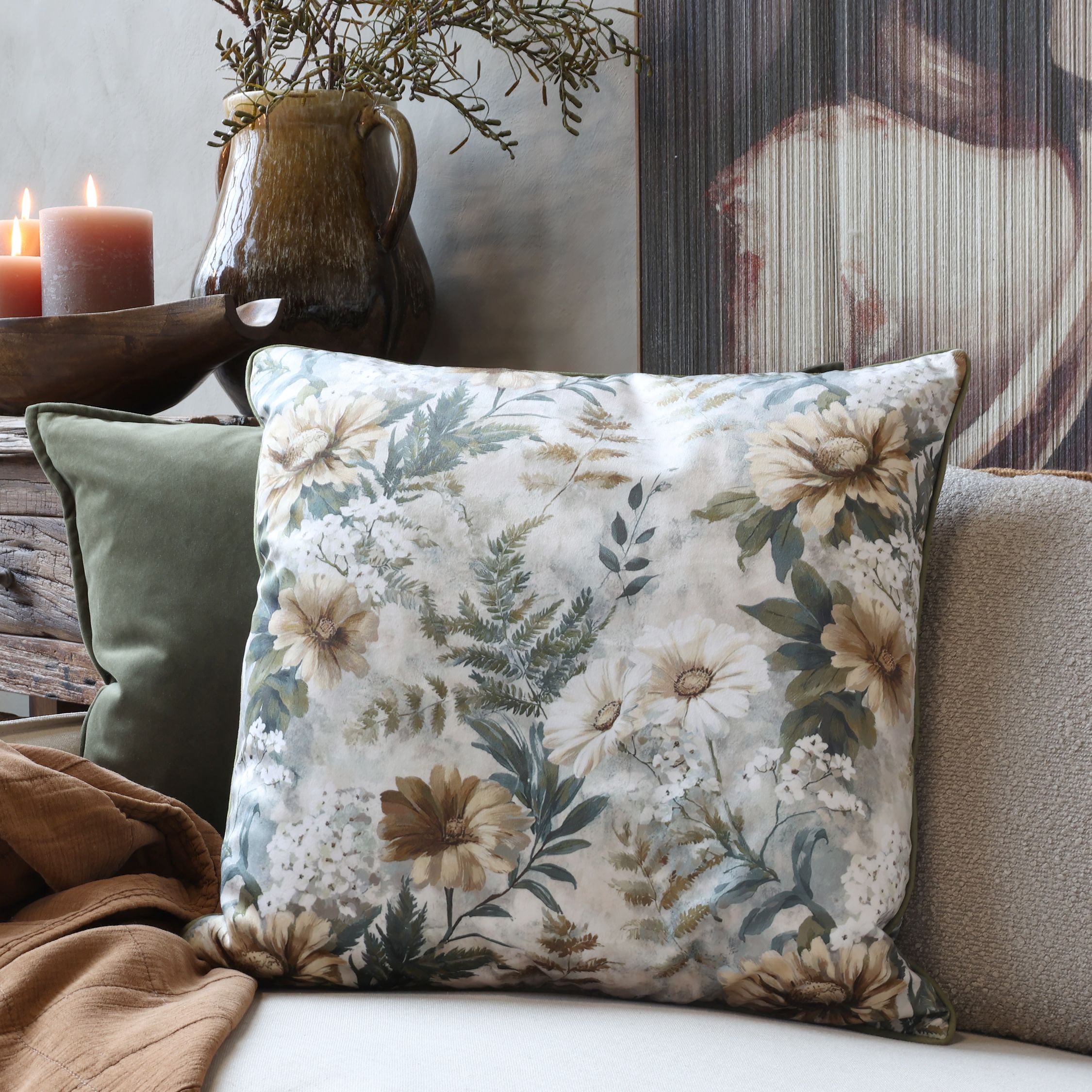 Chic Antique kukallinen samettityynynpäällinen 50 x 50 cm