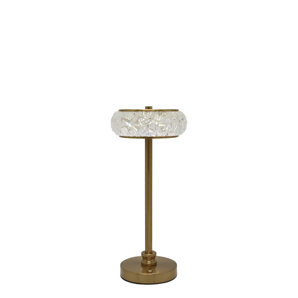 Chic Antique ladattava led-valaisin antiikkimessinki / lasi 34cm