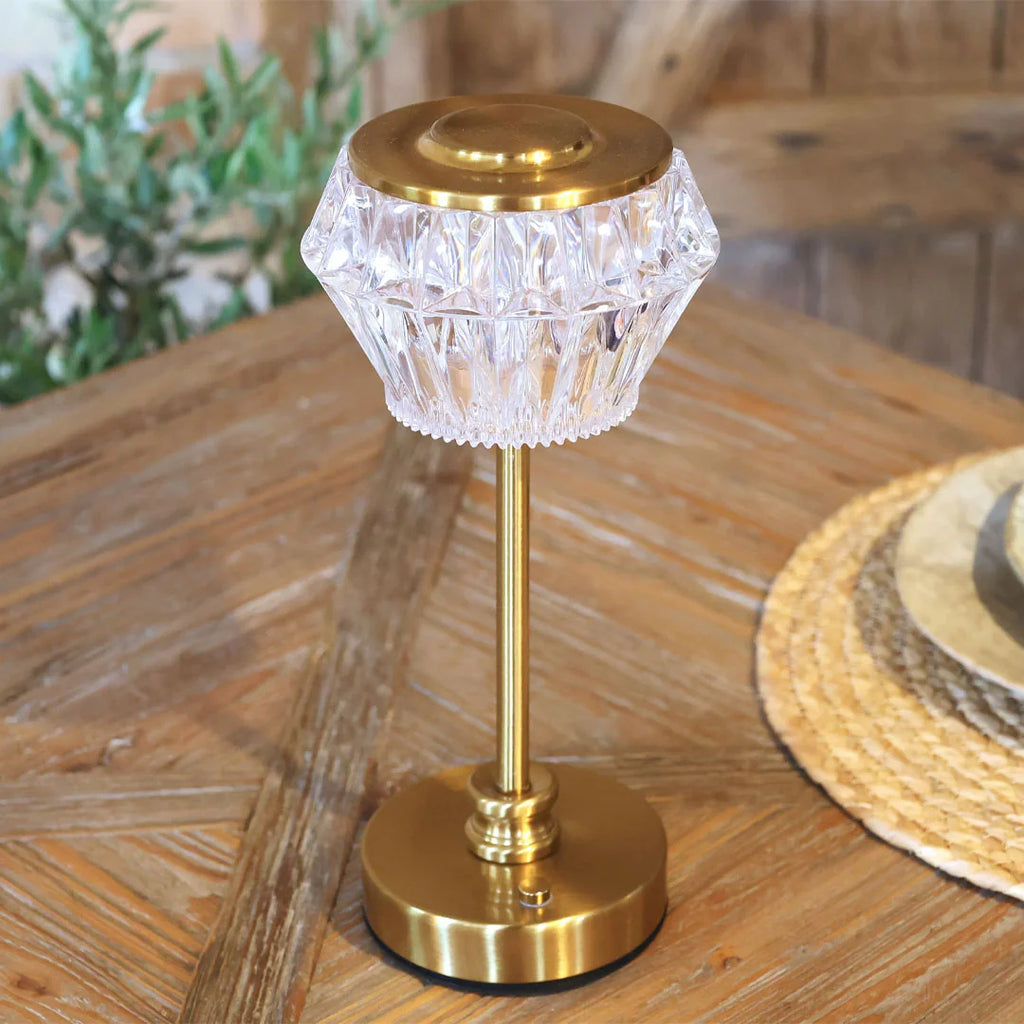 Chic Antique ladattava led-valaisin antiikkimessinki / lasi 29cm