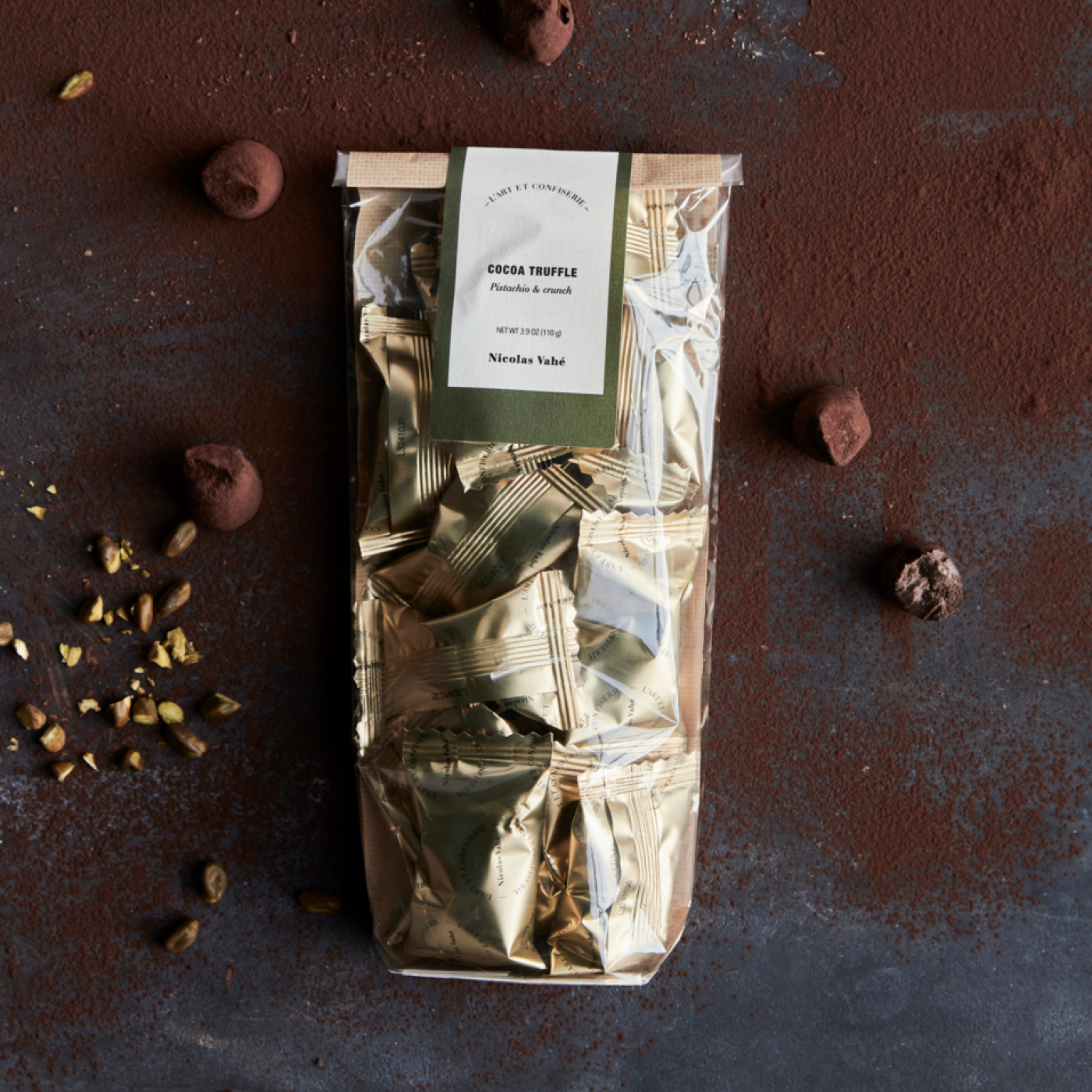 Nicolas Vahé suklaatryffeli pistaasi & crunch 110g
