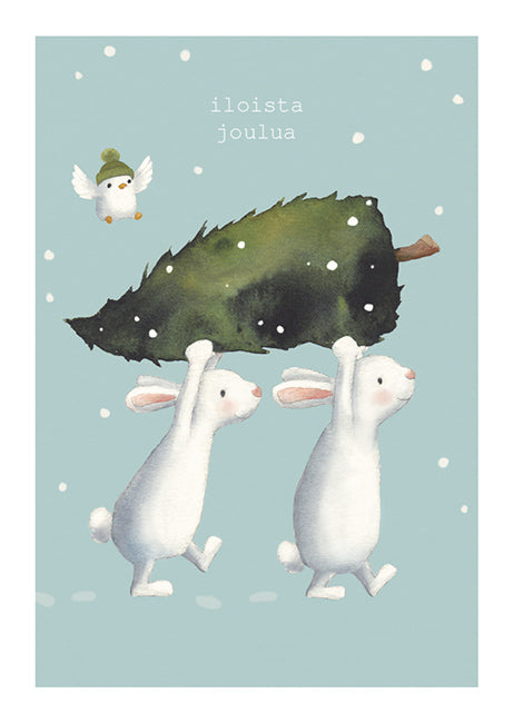 Putinki Henna Adel joulukortti - Puput kantavat joulukuusta