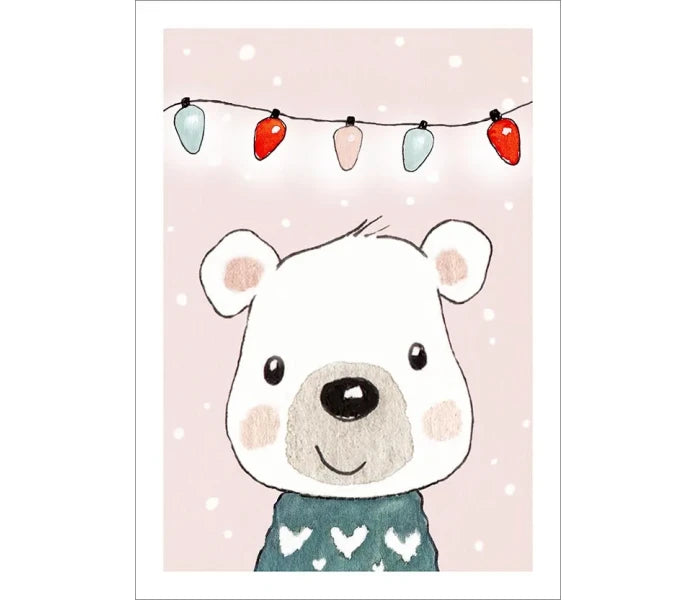 Putinki Henna Adel joulukortti - Nalle ja jouluvalot