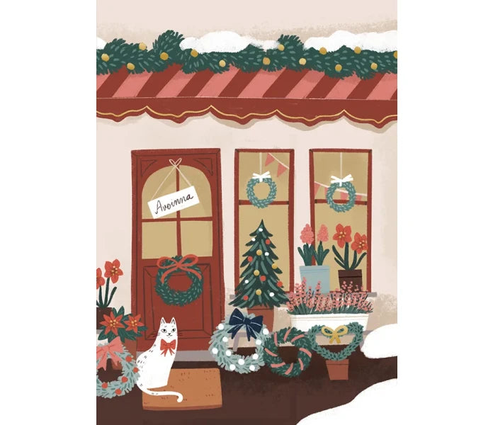 Putinki Kaisu Sandberg 2-osainen joulukortti - Jouluinen kukkapuoti