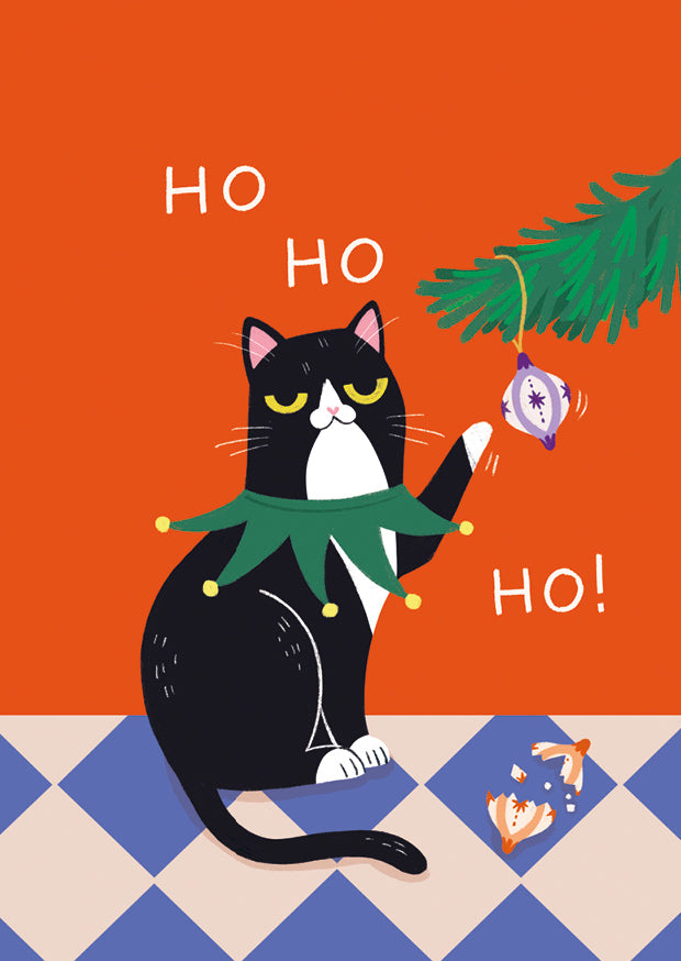 Putinki joulukortti Kaisu Sandberg - Helvi-kissa Ho-ho-ho!