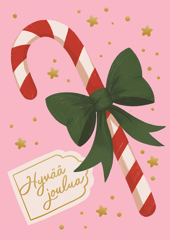 Putinki Kaisu Sandberg joulukortti - "Hyvää joulua" karkkikeppi