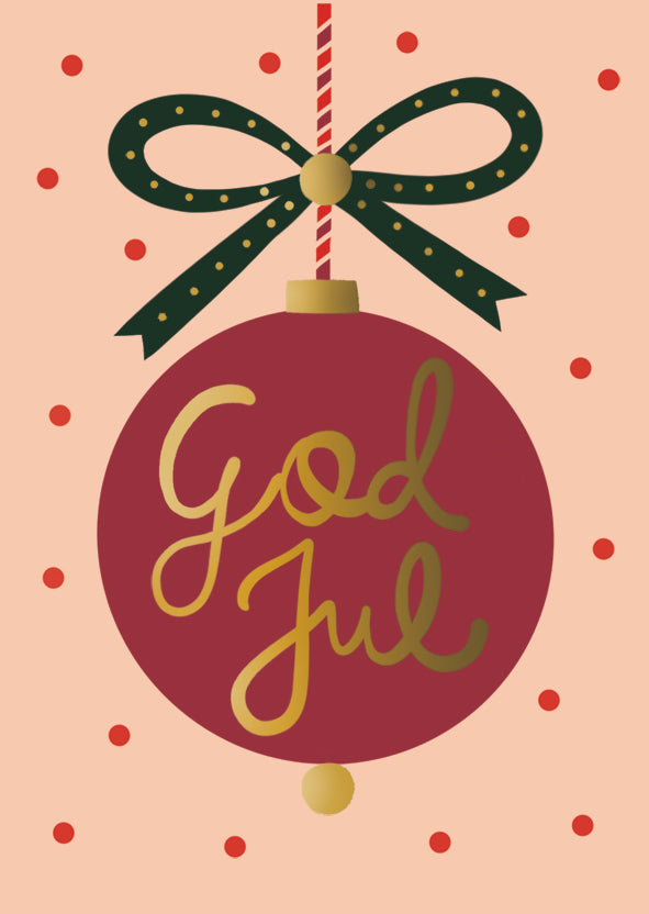Putinki Letters joulukortti - God jul, joulupallo