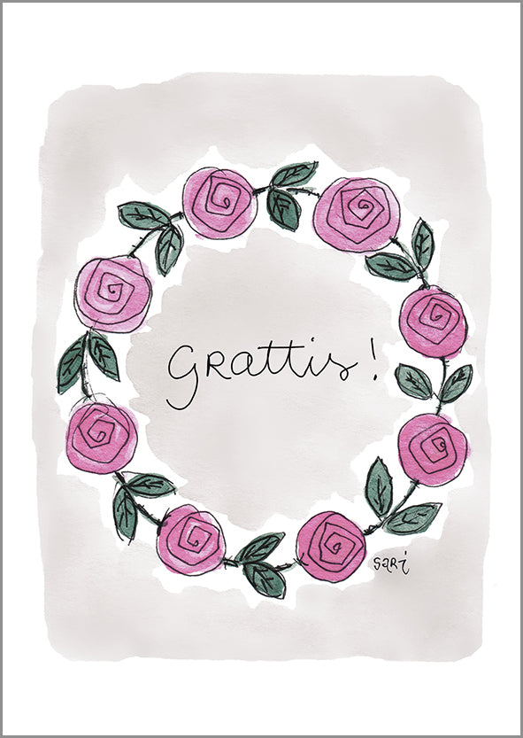 Putinki Sari's Artwork kortti - Kranssi, Grattis!