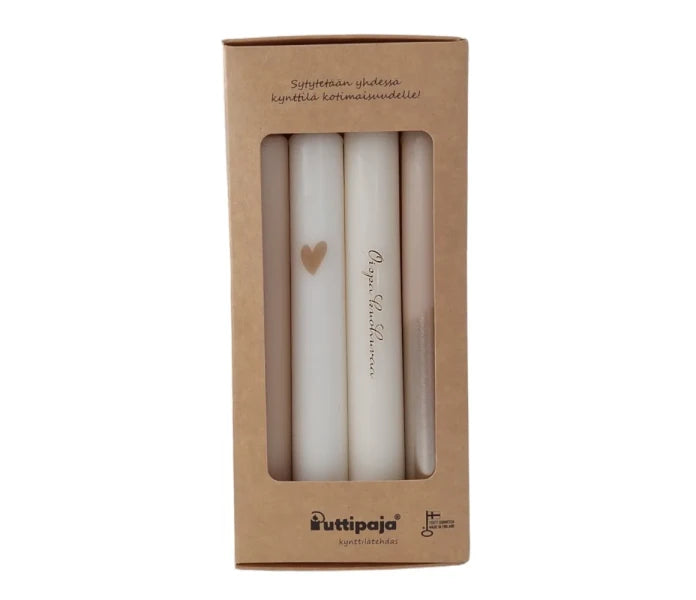 Puttipaja mietelausekruunukynttilät 4 kpl/pkt - Oispa kuohuvaa