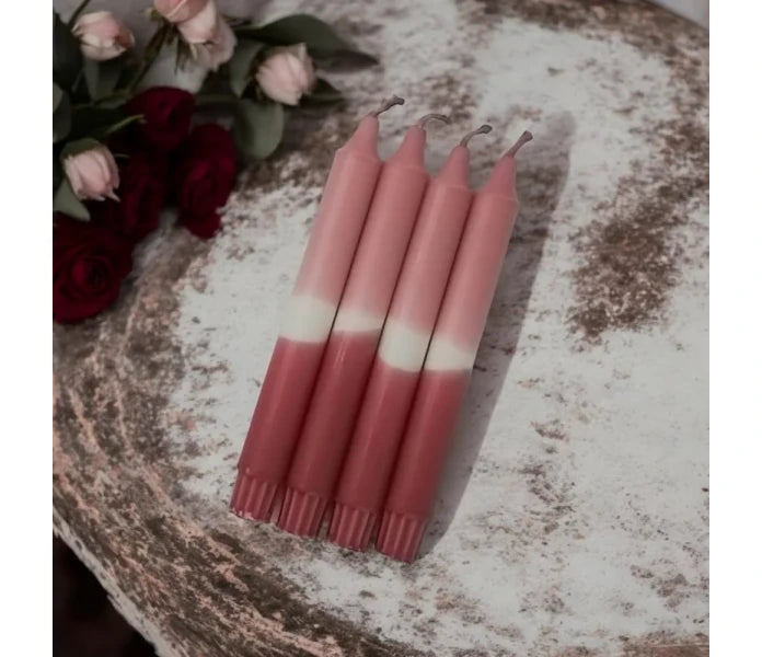 Puttipaja dip dye -kruunukynttilä vanha roosa 20 cm